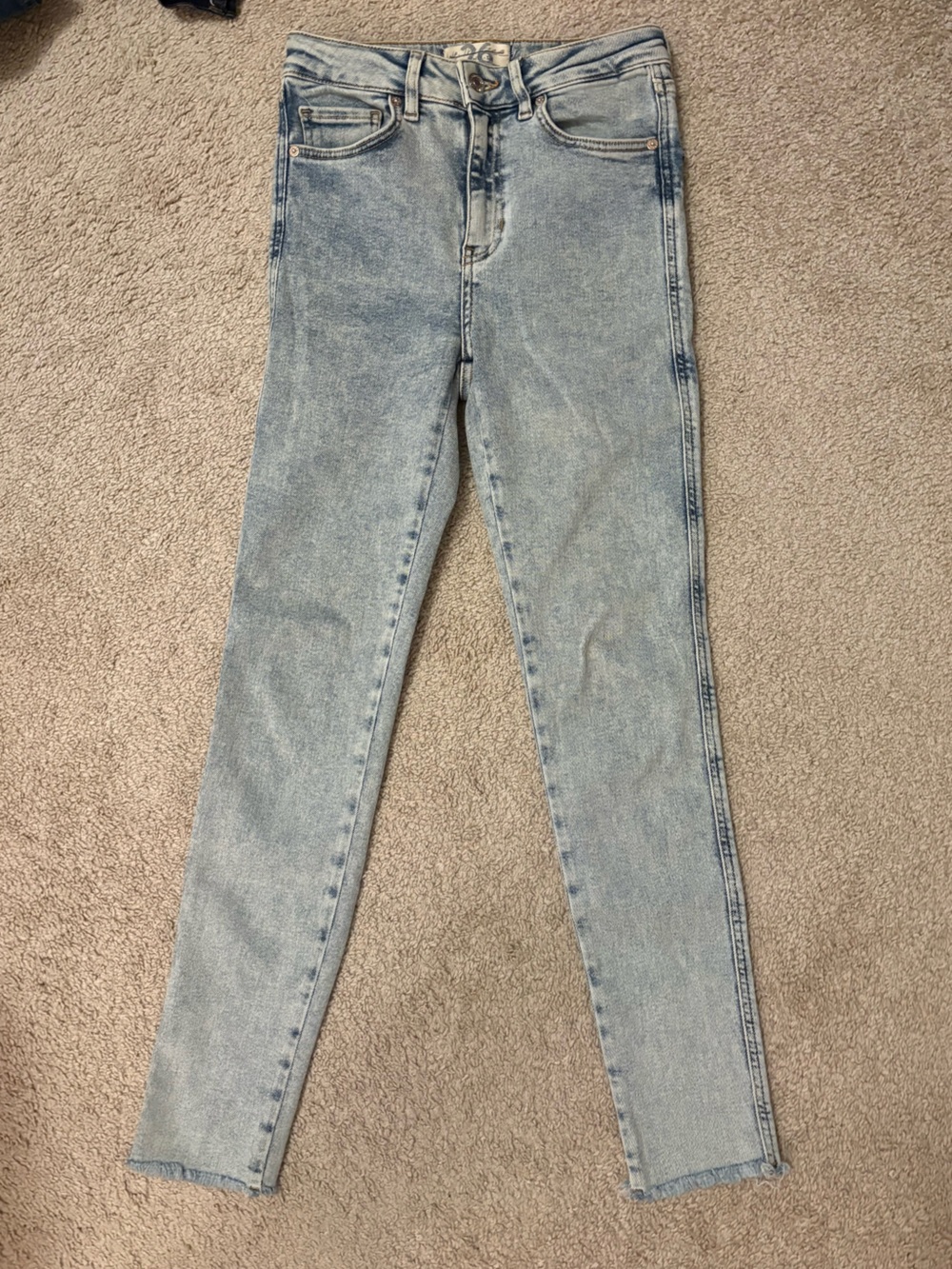 FREE PEOPLE SIZE 26 HIGH RISE STRETCHY light acid Wash Skinny Jeans - Picture 4 of 5
